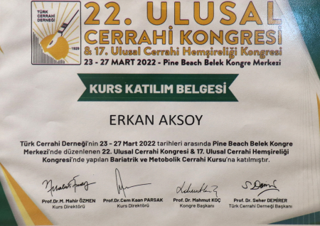 22.ULUSAL CERRAHİ KONGRESİ